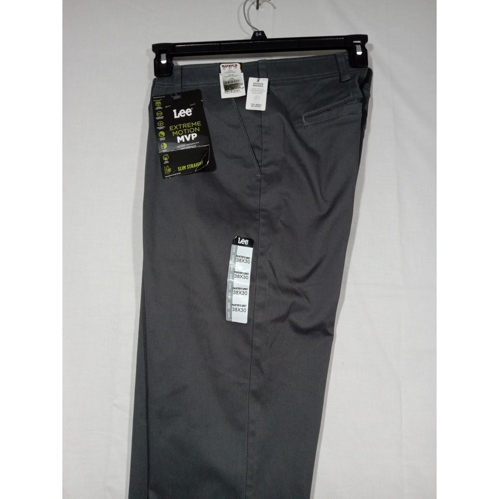 Lee Extreme Motion Men's Pants 38x30 Dark Grey Slim Straight